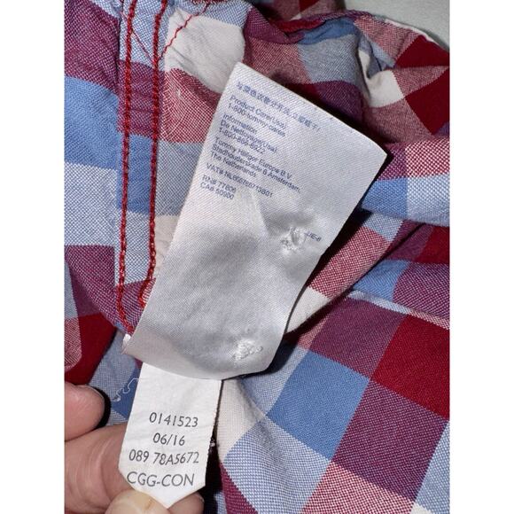 Tommy Hilfiger Men's Classic Fit Long-Sleeved Button-Down Shirt Sz L Plaid Logo - Picture 8 of 13